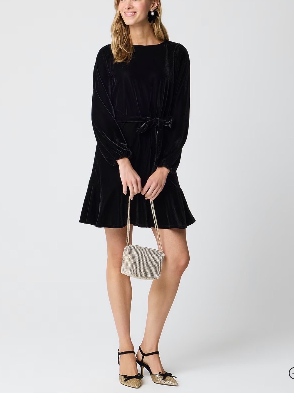 J. Crew Factory Velvet Tie-Waist Mini Dress